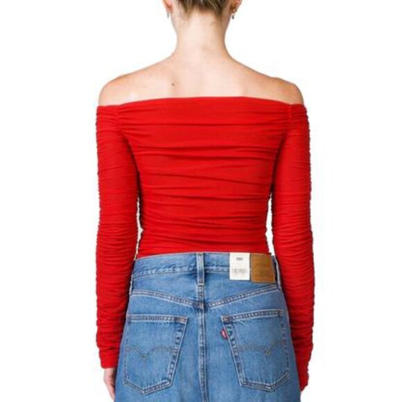 SIMON MILLER Mesh NAI Long Sleeve Top in Lava Red Medium - Picture 8 of 9